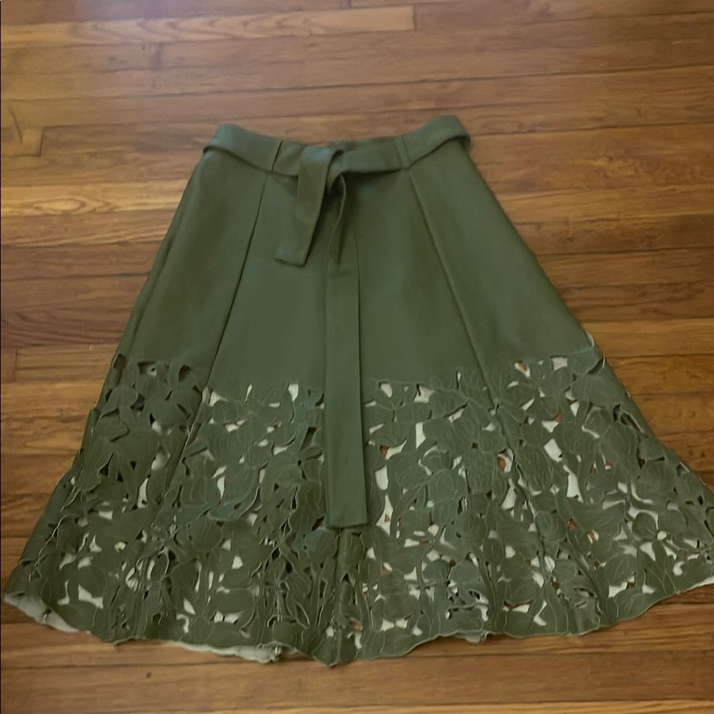 Laser Cut Leather Midi Skirt